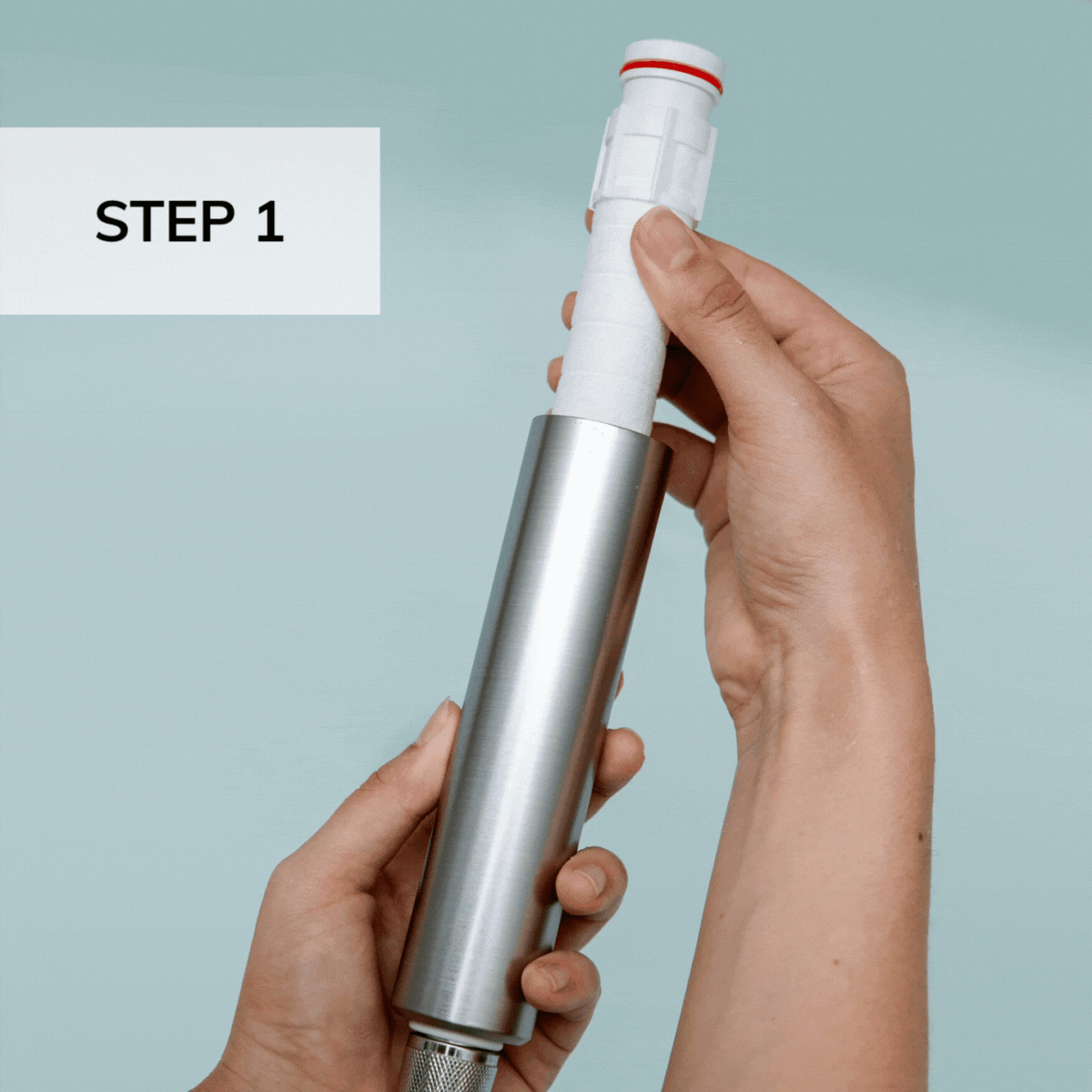 eco friendly shower filter cartridge in a clean bathroom